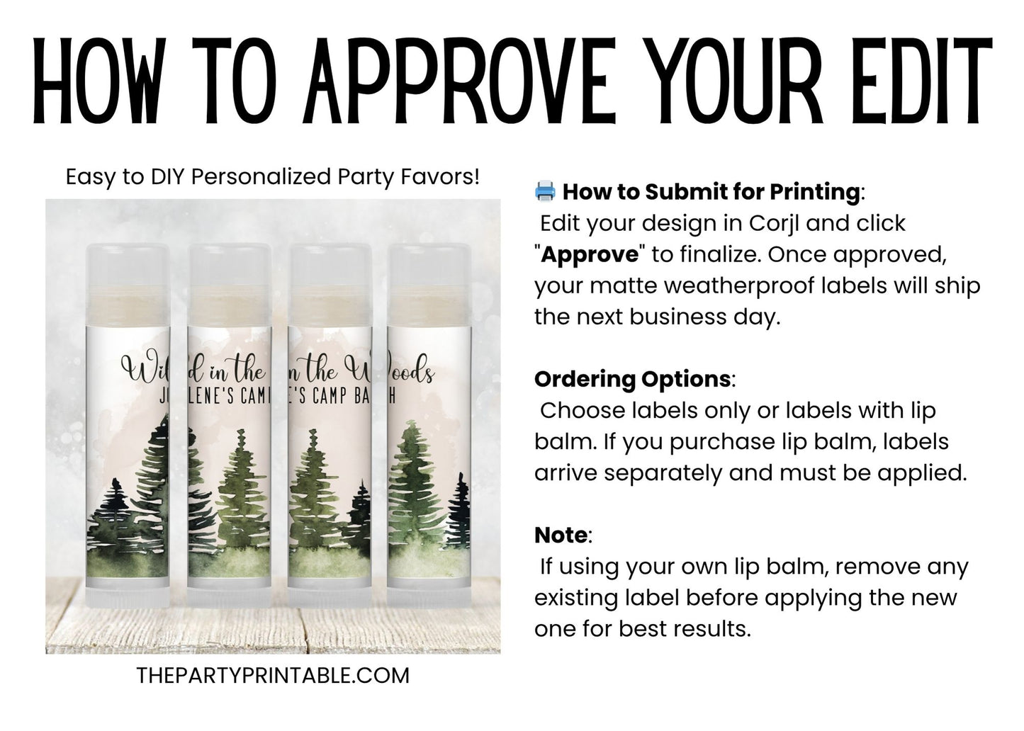 Wild in the Woods Bachelorette Party PRINTED Lip Balm Labels or Favors | Rustic Camp Bach Theme | Girls Weekend Chapstick Party Gift 4268