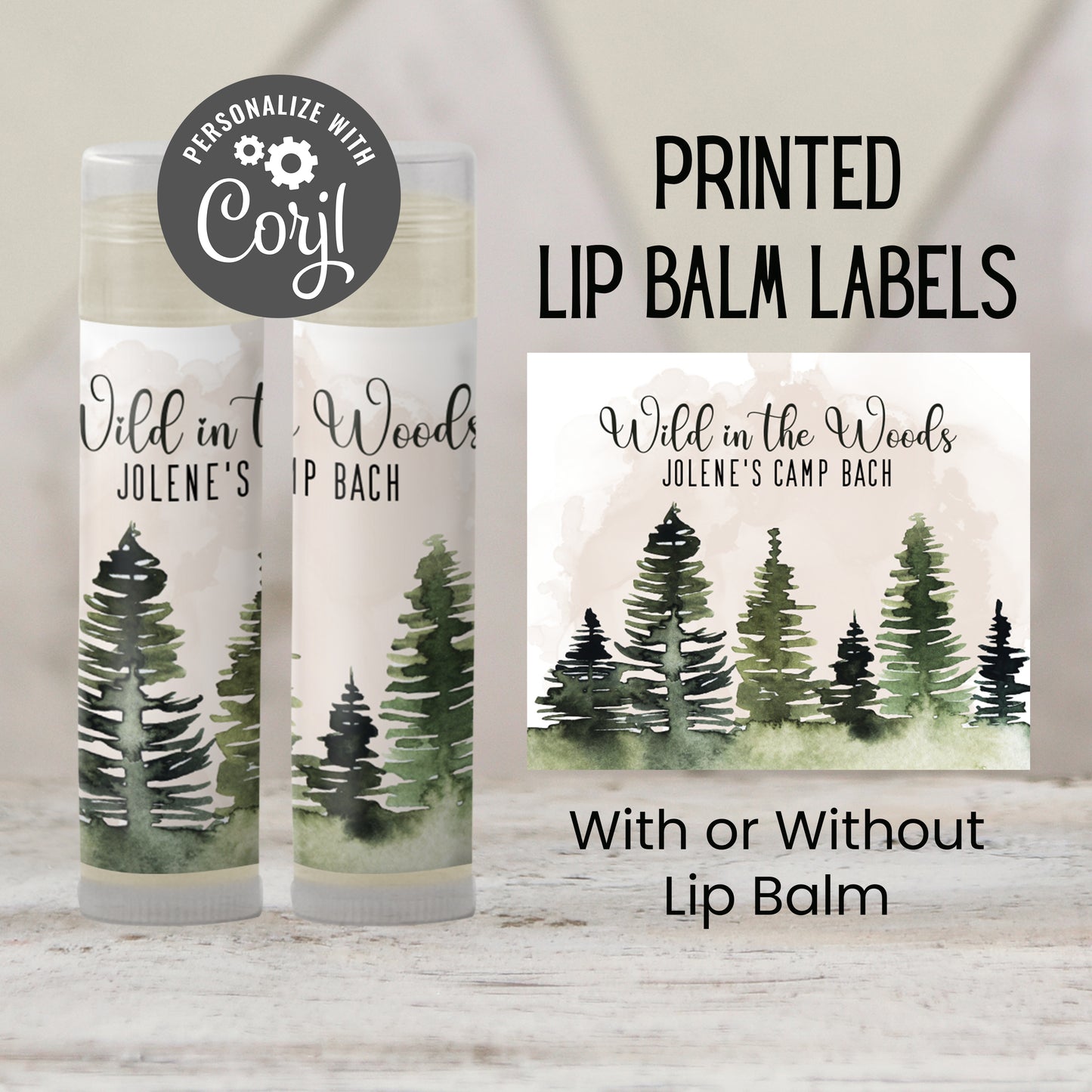 Wild in the Woods Bachelorette Party PRINTED Lip Balm Labels or Favors | Rustic Camp Bach Theme | Girls Weekend Chapstick Party Gift 4268