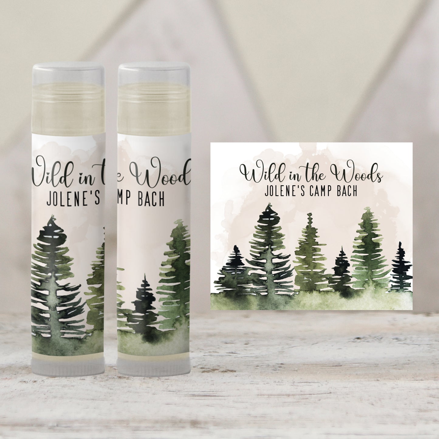 Wild in the Woods Bachelorette Lip Balm Favor TEMPLATE | Rustic Camp Bach Party | Editable Chapstick Label for Girls Weekend Adventure 4268