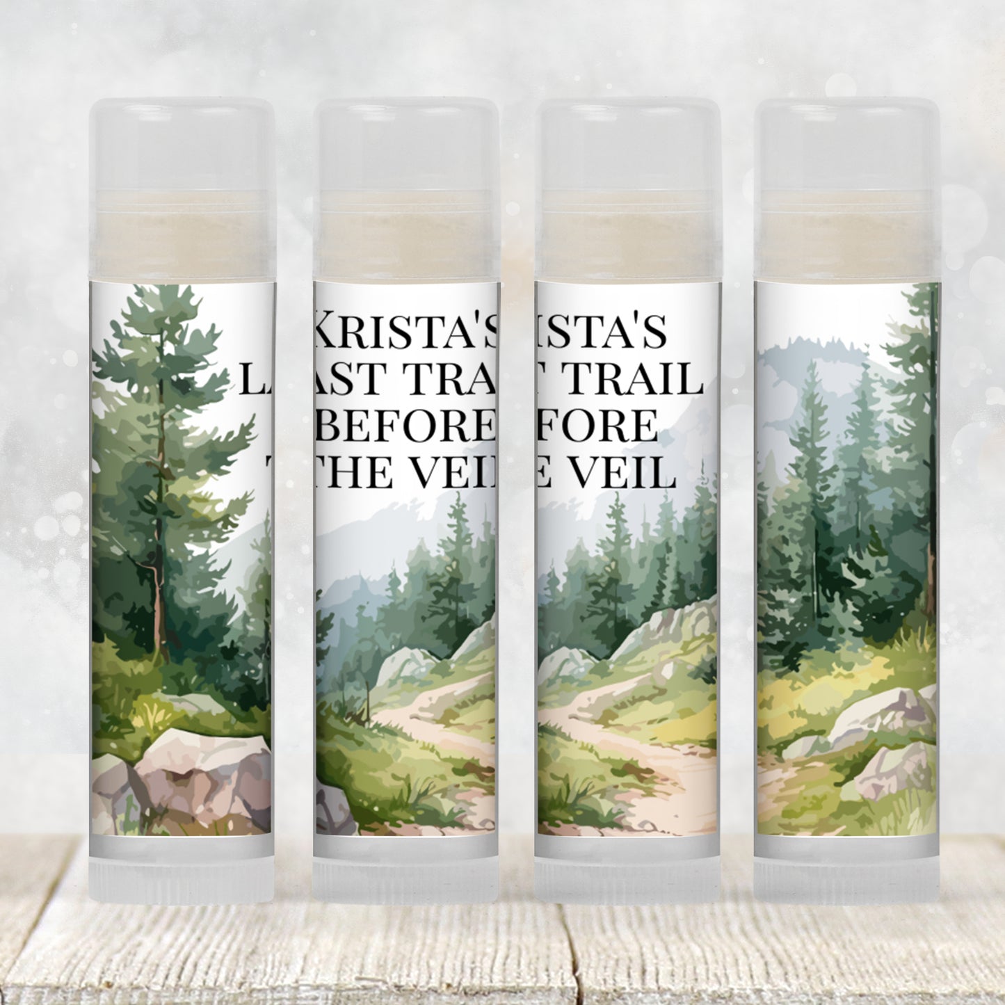 Last Trail Before the Veil Bachelorette Favors PRINTED Lip Balm Labels or Lip Balm | Hiking Glamping Bach Party | Bride Camping Gift 4270