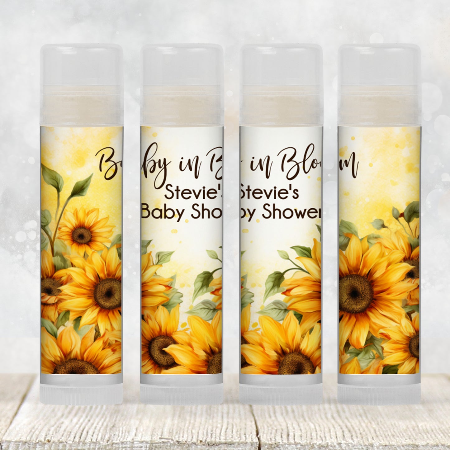Sunflower Baby Shower Favors PRINTED Lip Balm Labels or Lip Balm Favors | Rustic Floral Wedding or Bridal Shower | Fall Guest Gift 4342