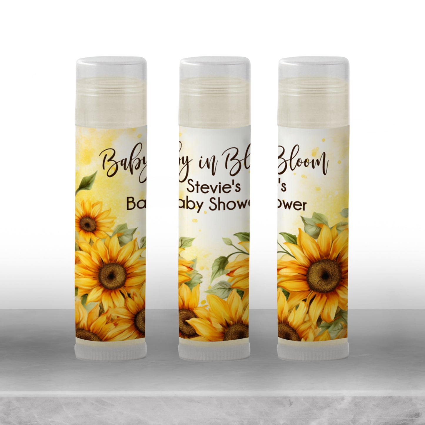 Sunflower Baby Shower Favors PRINTED Lip Balm Labels or Lip Balm Favors | Rustic Floral Wedding or Bridal Shower | Fall Guest Gift 4342