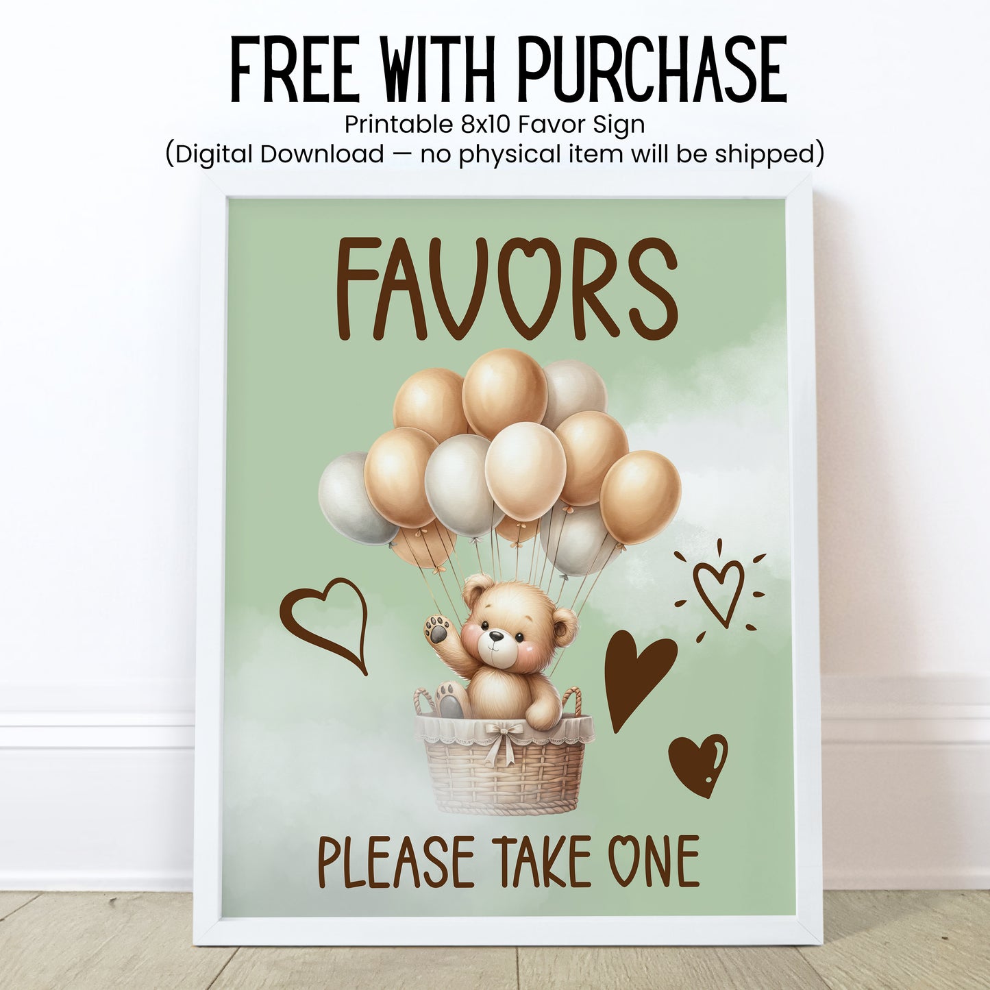 We Can Bearly Wait Baby Shower Lip Balm Favor Label TEMPLATE | Editable Green Teddy Bear Theme | Printable Gender Neutral Party Sticker 4400