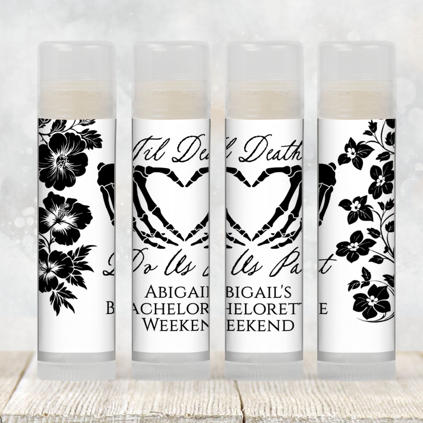 Til Death Do Us Part PRINTED Lip Balm Labels | Halloween Wedding Favor | October Bachelorette Party | Gothic Chapstick Gift 4401