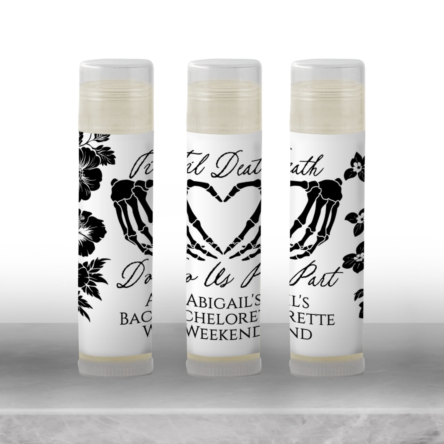 Til Death Do Us Part PRINTED Lip Balm Labels | Halloween Wedding Favor | October Bachelorette Party | Gothic Chapstick Gift 4401