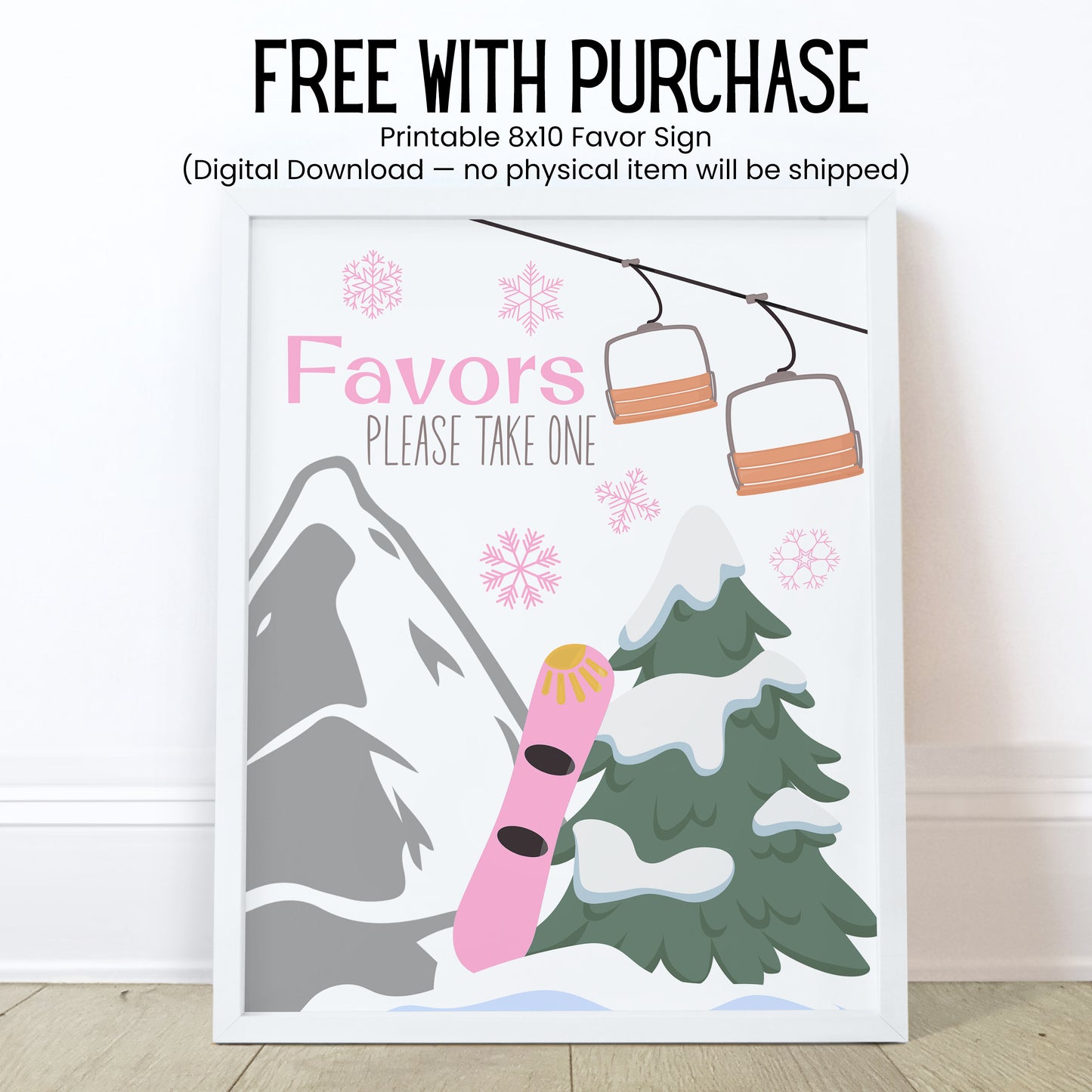 Baby on Board Snowboard Chapstick Favors: Pink Winter Girl Shower Gift