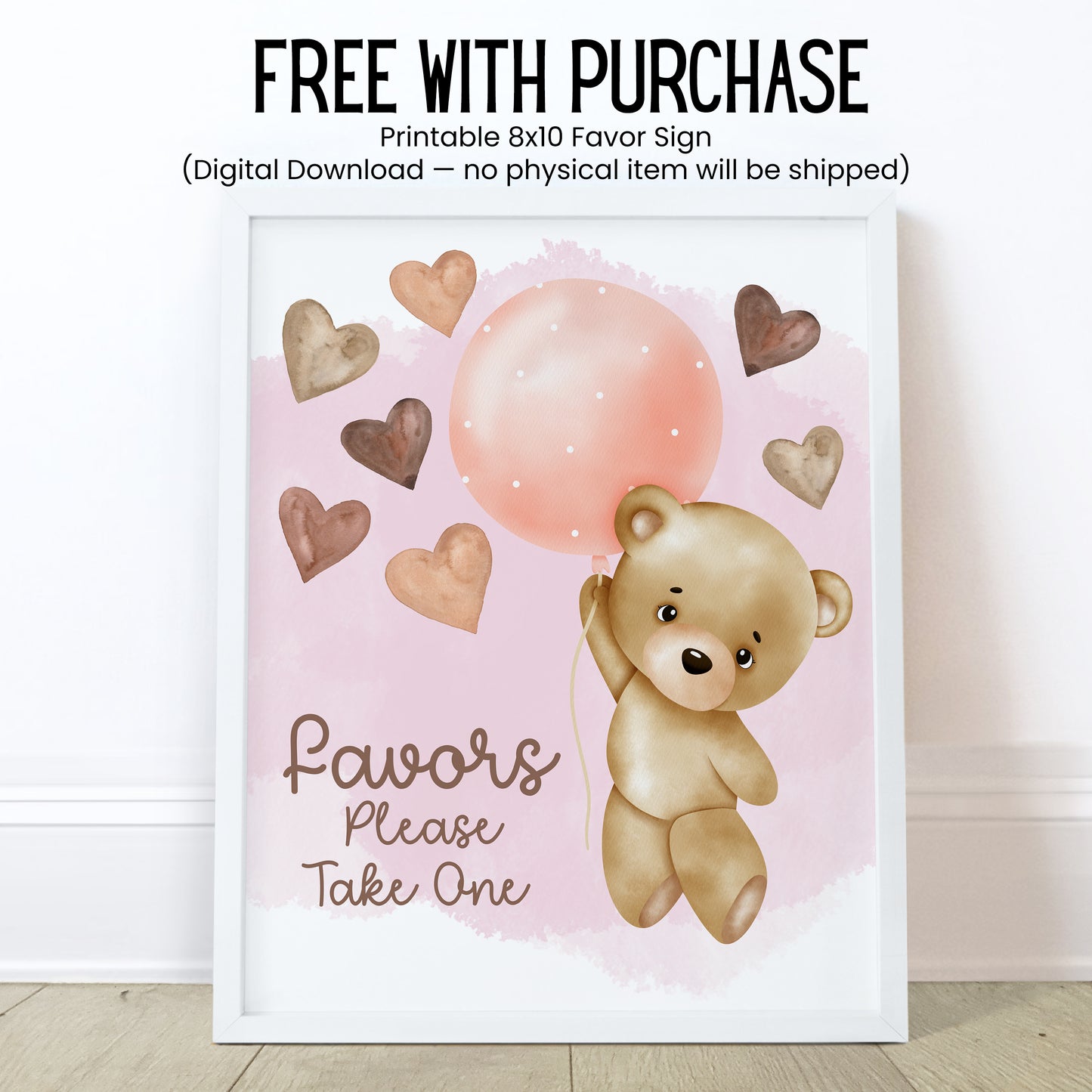 Teddy Bear Baby Shower Favors Lip Balm: Pink Balloon Girl Guest Gift