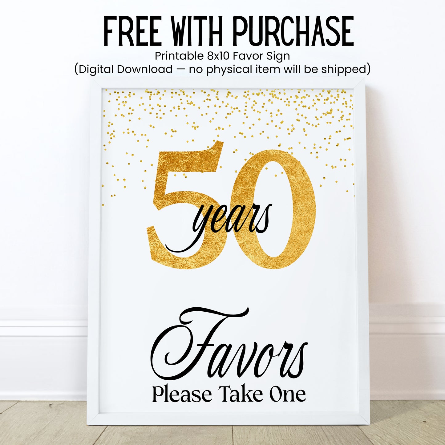 50th Anniversary Party Favor Lip Balm Label TEMPLATE | Editable Gold Splatter Theme Printable 50 Years Celebration Personalized Sticker 4600