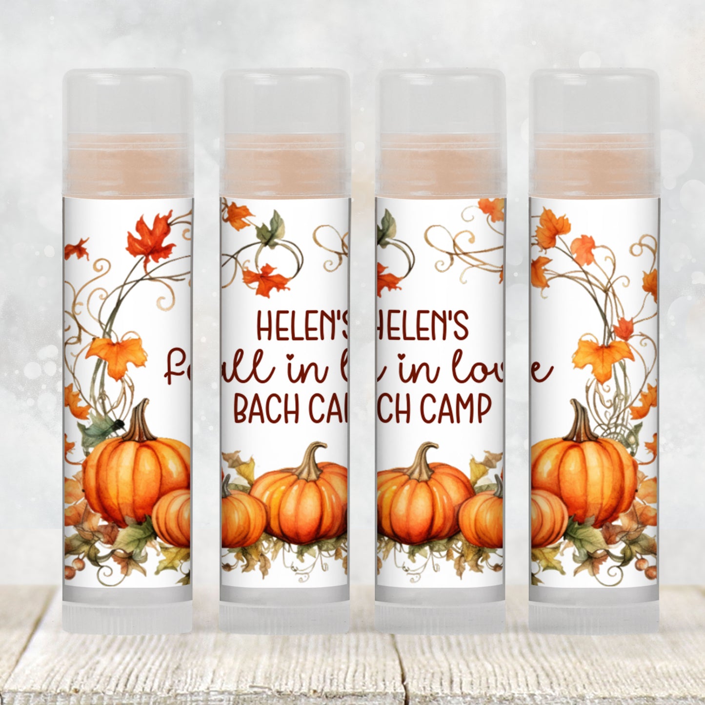 Fall in Love Bach Camp Lip Balm Label TEMPLATE | Fall Bachelorette Favor | Rustic Pumpkin Party | Editable Autumn Printable 4601