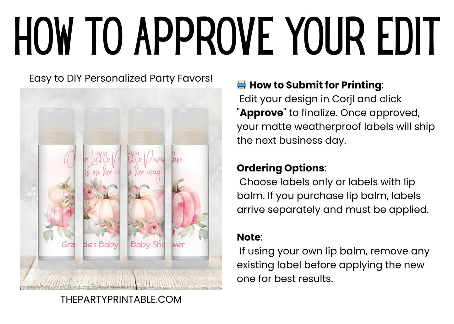 Girl Pink Little Pumpkin Baby Shower Favors | Chapstick Party Favor | Pink Floral Pumpkin Baby Shower | White Pink Pumpkin Lip Balm, 4602