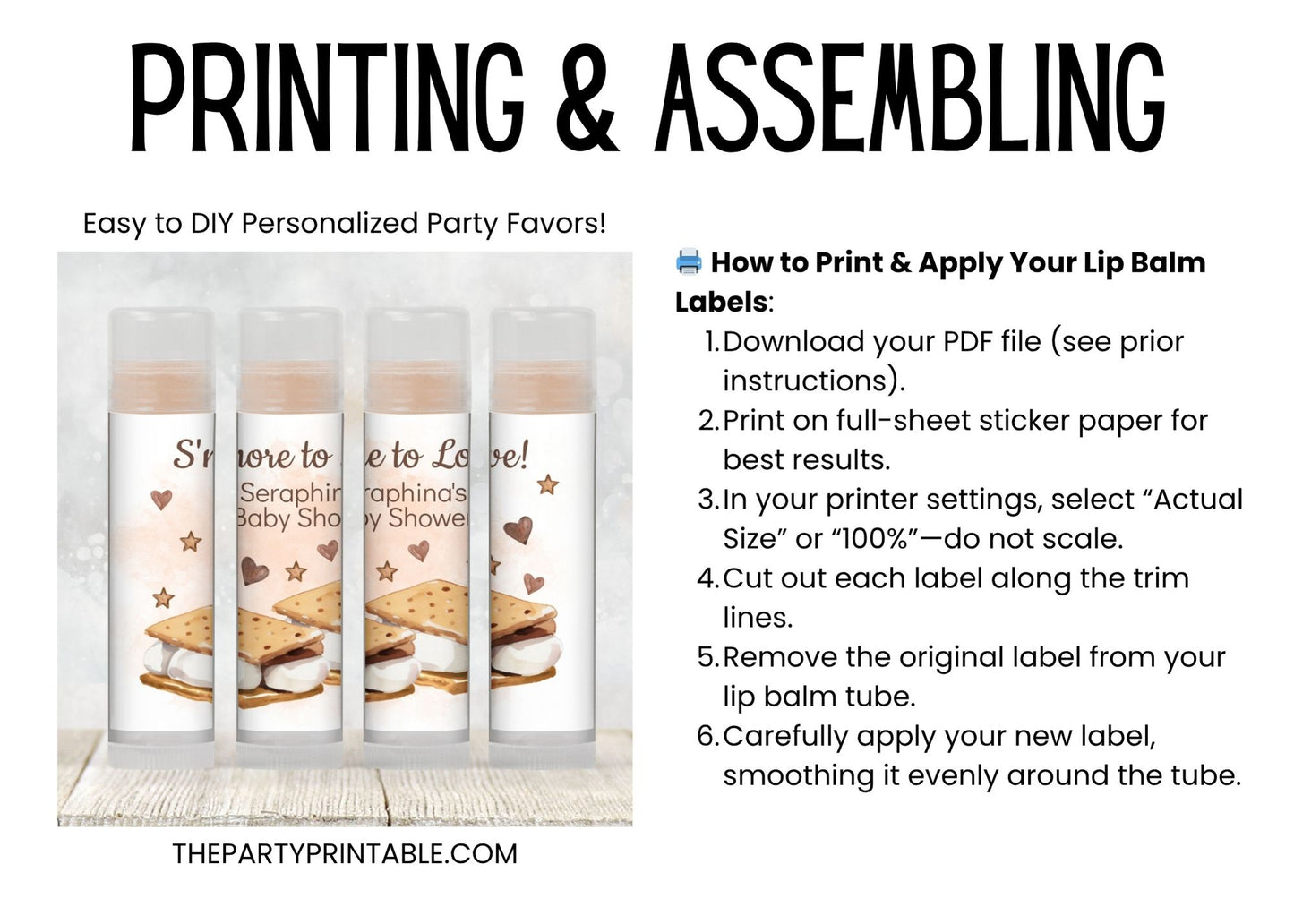 Editable S’more to Love Baby Shower Favor Lip Balm Label TEMPLATE | Smore Labels | Fall Baby Shower Printable Chapstick Sticker 4801