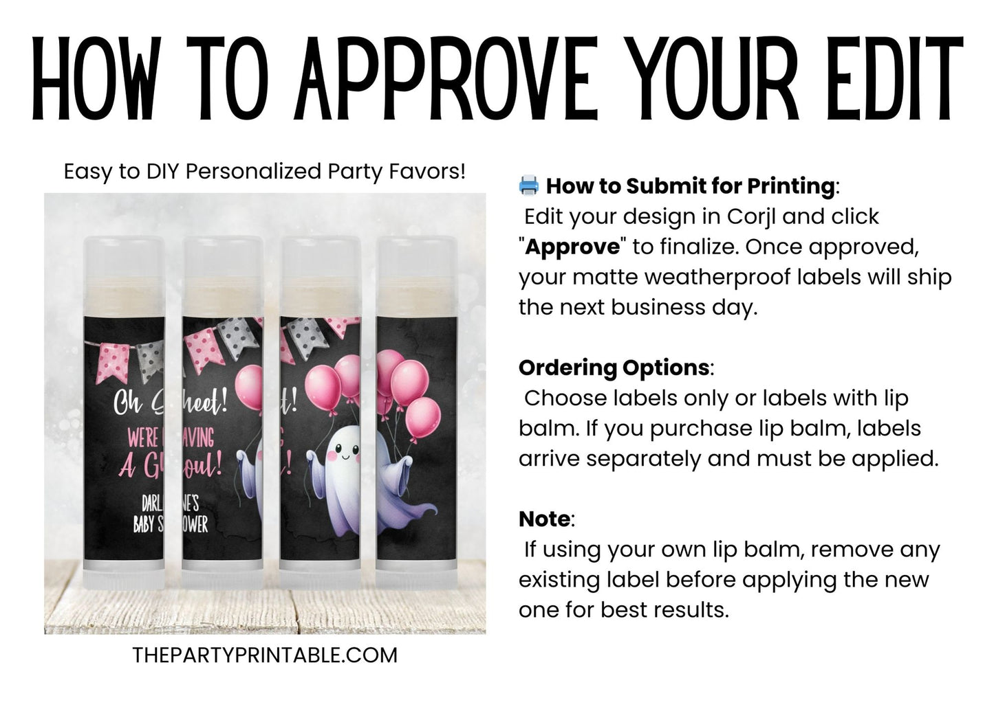 Oh Sheet It’s a Ghoul Baby Shower Favors | Pink Halloween Chapstick | Girl Ghost Baby Shower Party Favor | Spooky Cute Lip Balm Favors, 4802