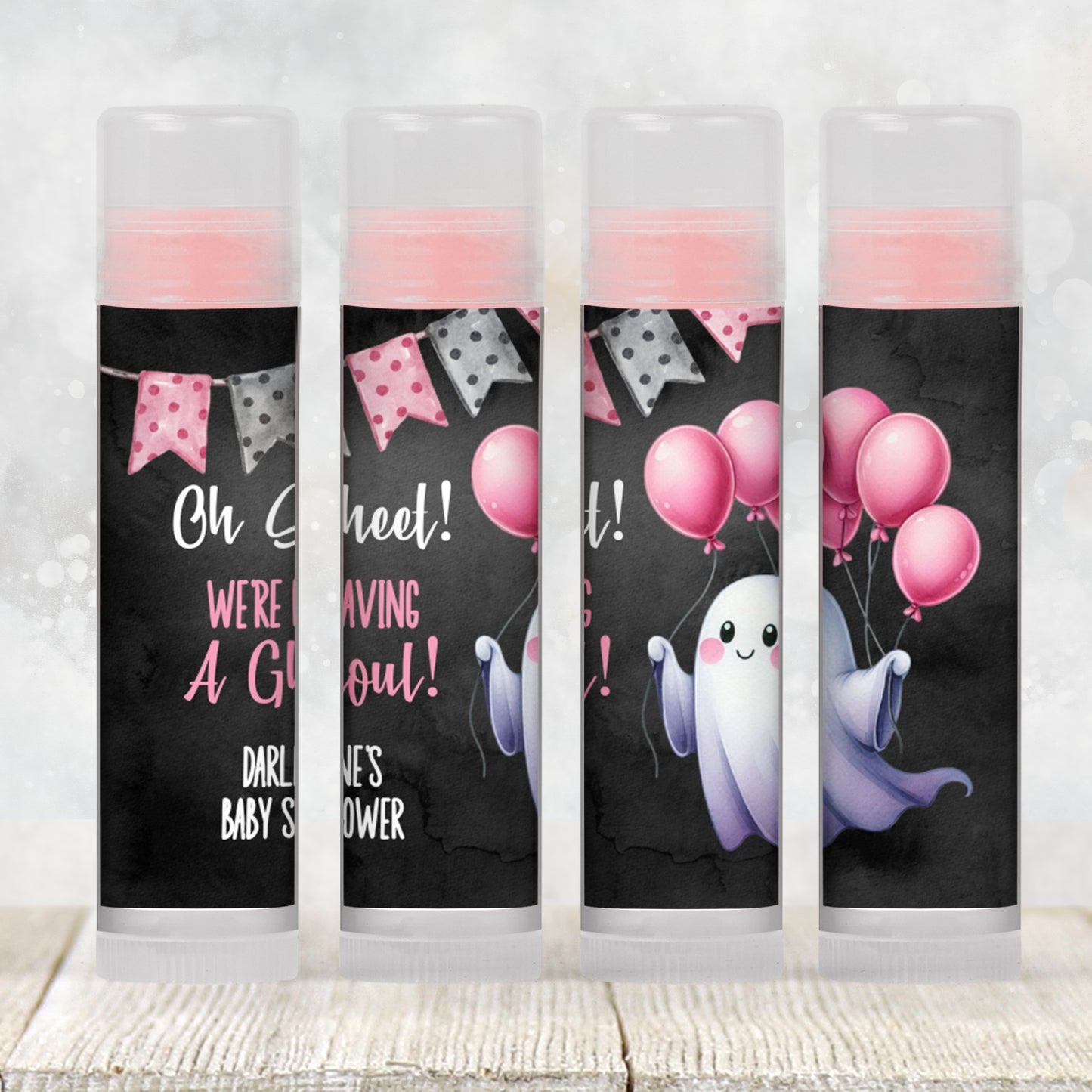 Printable Oh Sheet It's a Ghoul Baby Shower Favor | Lip Balm TEMPLATE | Pink Halloween Baby Shower | Girl Ghost Halloween Baby Shower, 4802