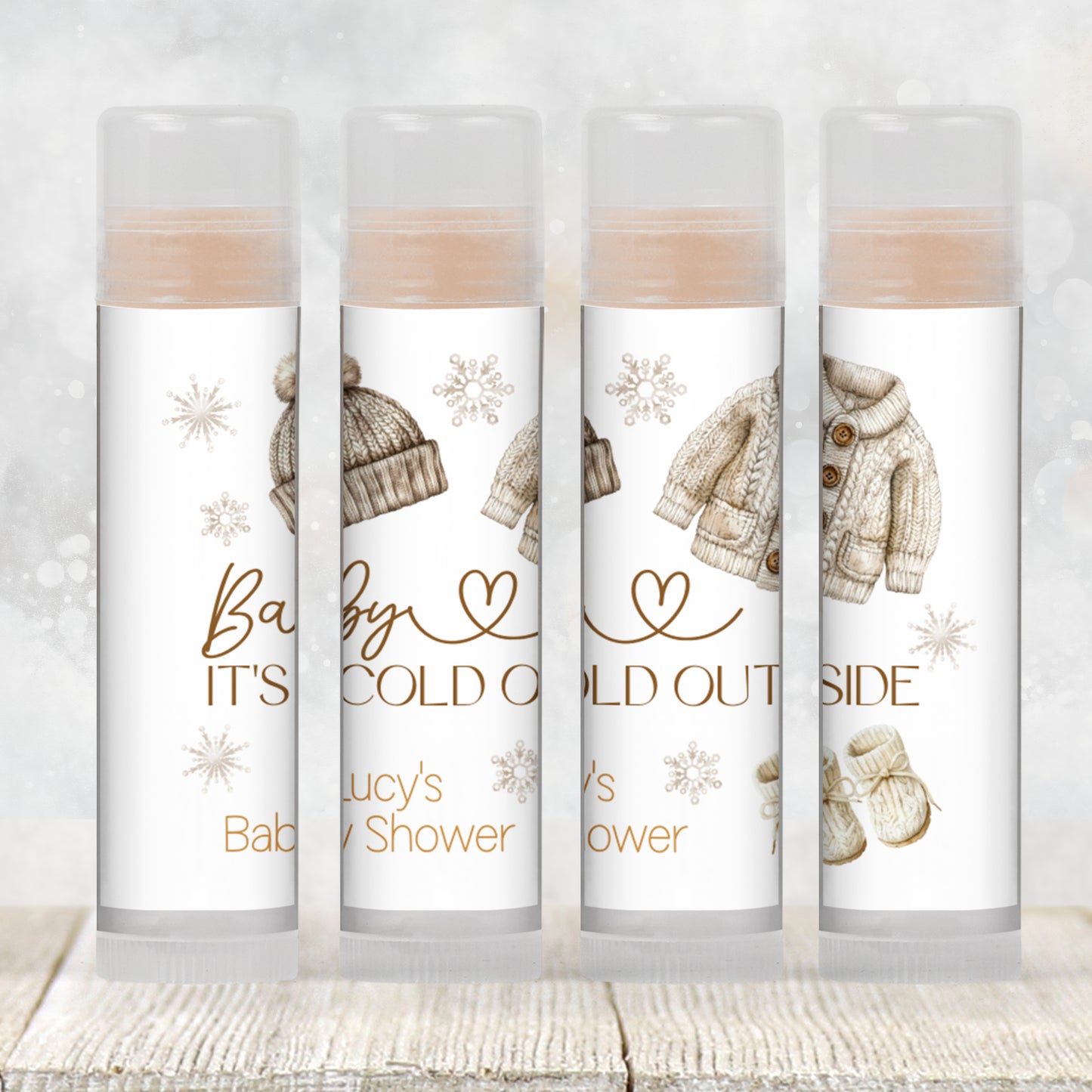 Baby It’s Cold Outside Lip Balm Label Template: Winter Baby Shower Favor (Digital Download)