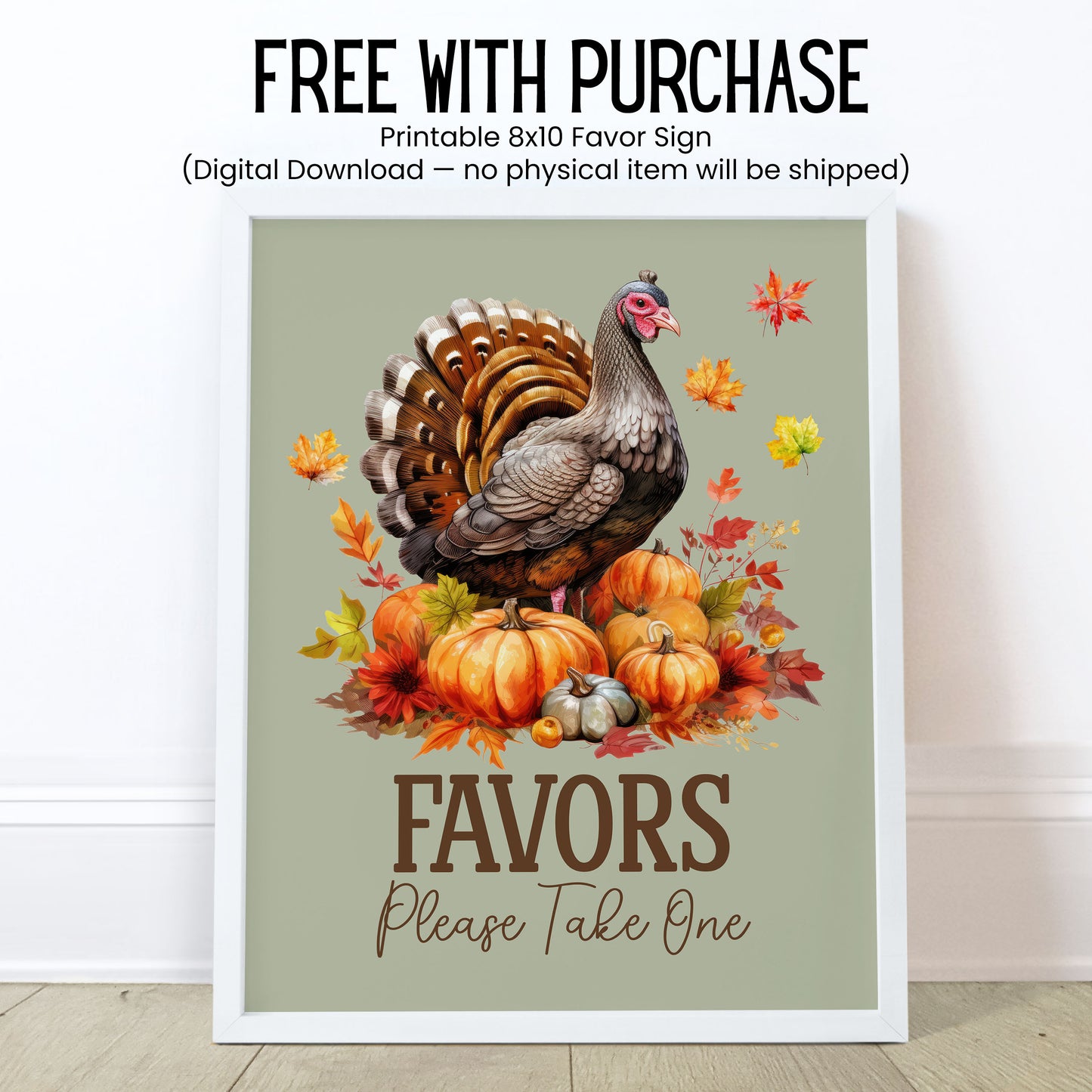 Editable Thanksgiving Lip Balm Label Template - Chapstick Party Favor Design for Thanksgiving Dinner, Turkey and Fall Leaves Theme 5001