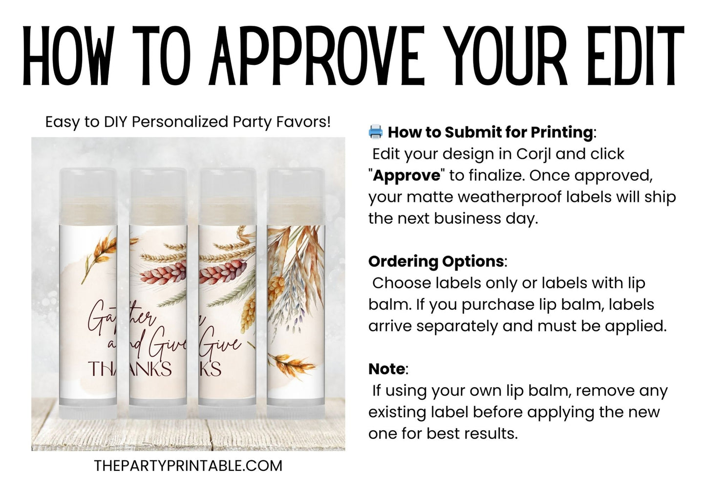 Gather and Give Thanks Thanksgiving Chapstick Favors | Autumn Fall Lip Balm Favors | Friendsgiving Dinner Party Favor for Guests, 5002