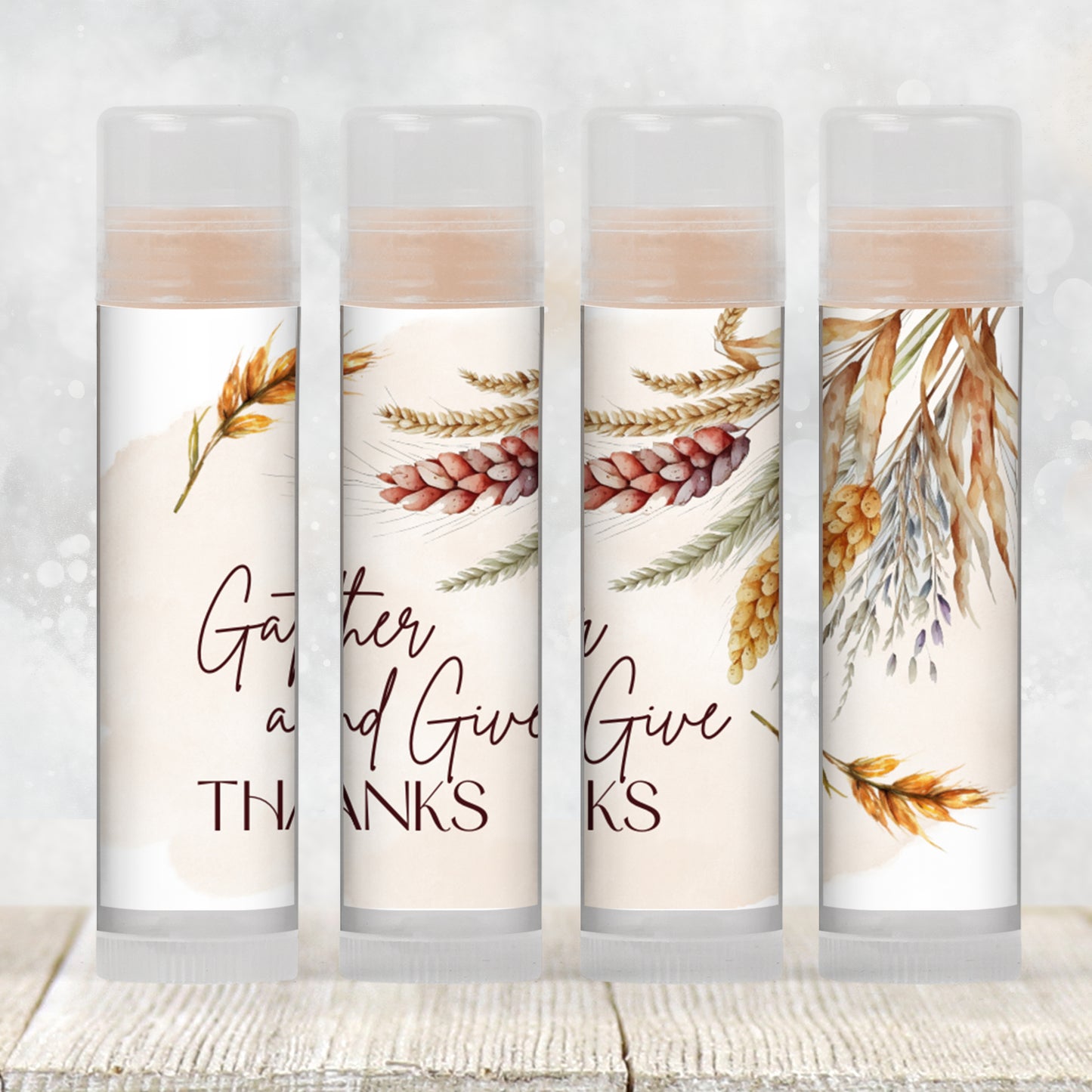 Printable Gather and Give Thanks Lip Balm TEMPLATE | Thanksgiving Dinner Favor | Friendsgiving Chapstick Labels | Autumn Party Favor 5002