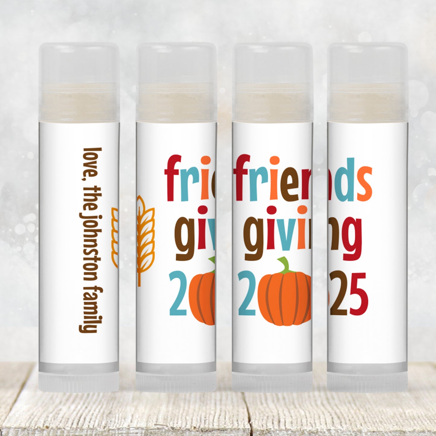 Friendsgiving Lip Balm Favors: Personalized Chapstick Guest Gift for Friends Dinner or Brunch