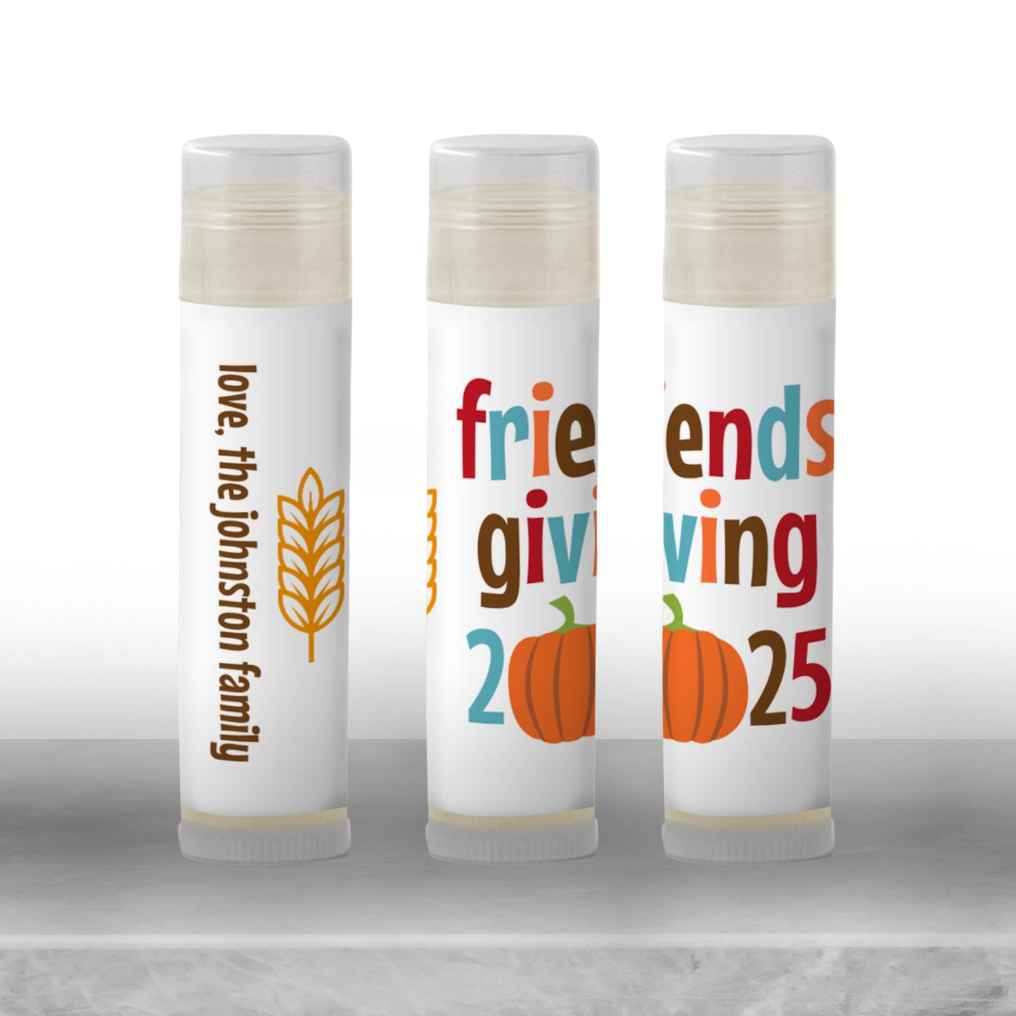 Friendsgiving Lip Balm Favors: Personalized Chapstick Guest Gift for Friends Dinner or Brunch