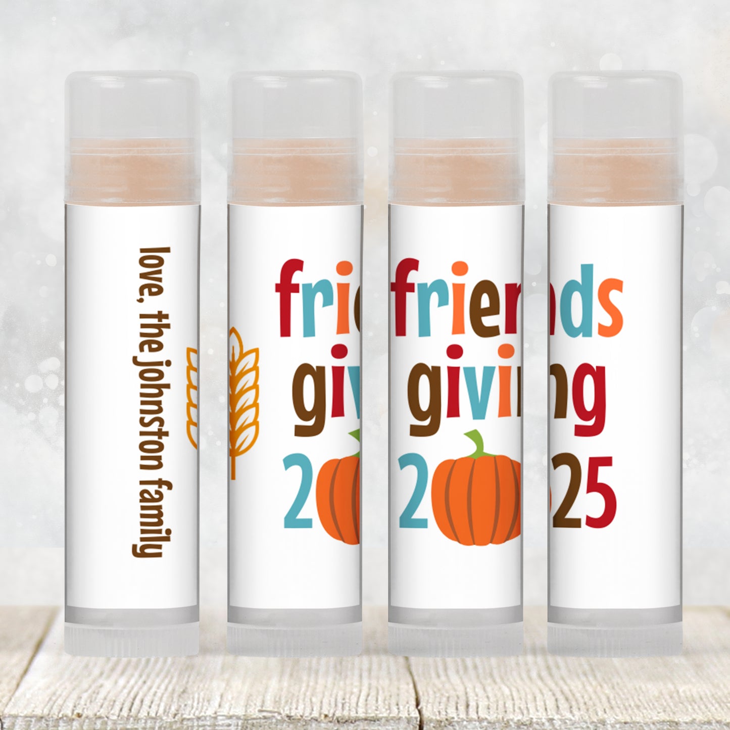 Friendsgiving Lip Balm Label Template: Personalized Chapstick Favor for Friends Dinner (Digital Download)