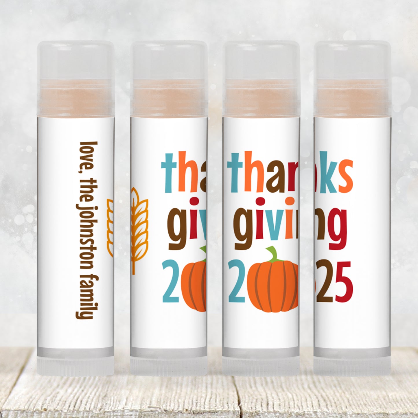 Thanksgiving Lip Balm Label Template: Personalized Chapstick Favor for Dinner Guests (Digital Download)