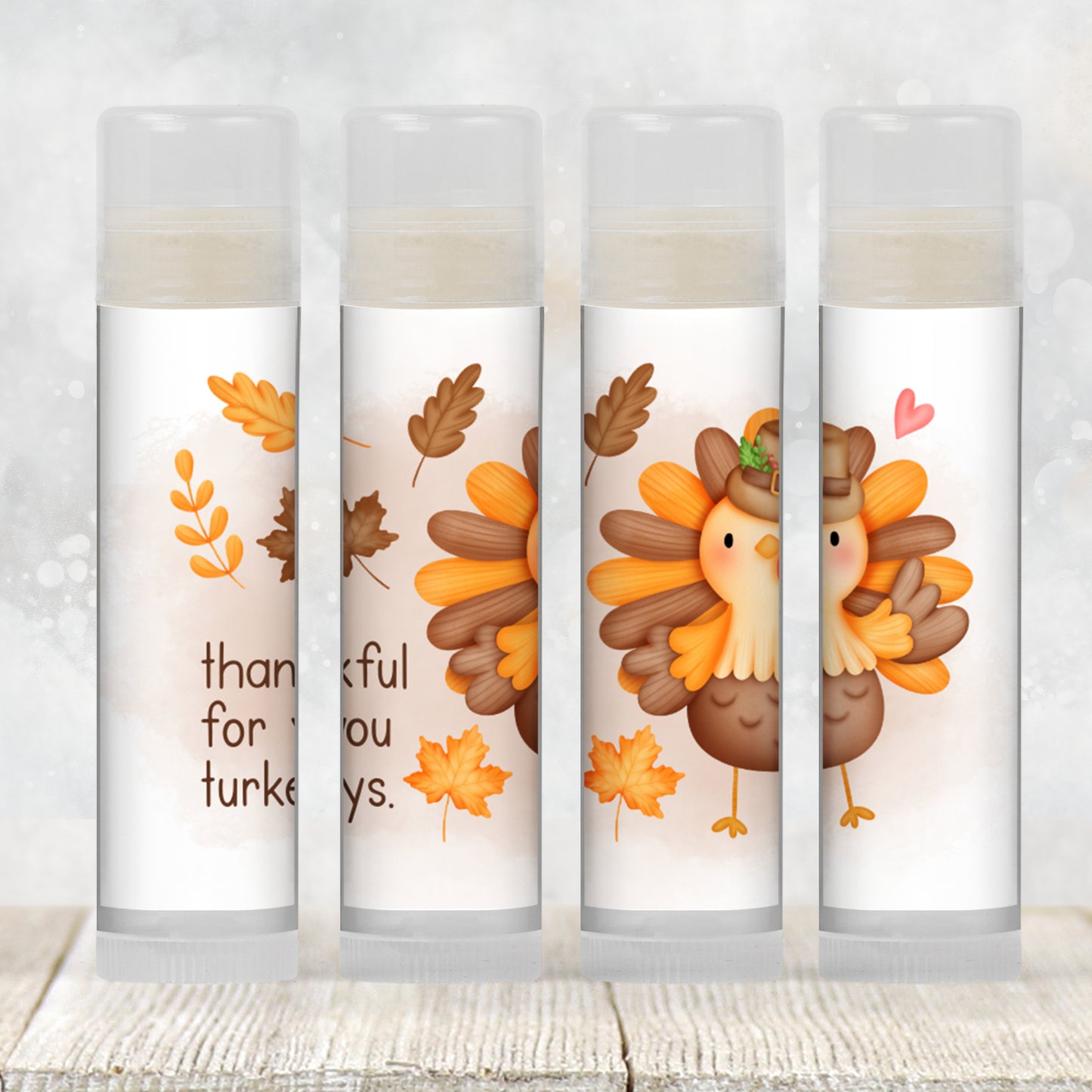 Thankful for You Turkeys Lip Balm Favors: Thanksgiving Chapstick Guest Gift for Kids, Family, or Friends