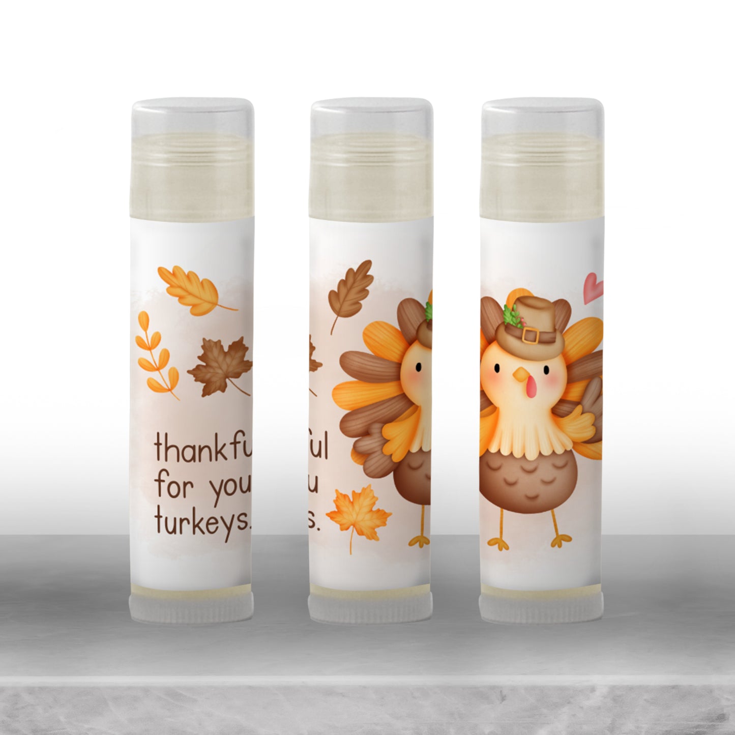 Thankful for You Turkeys Lip Balm Favors: Thanksgiving Chapstick Guest Gift for Kids, Family, or Friends