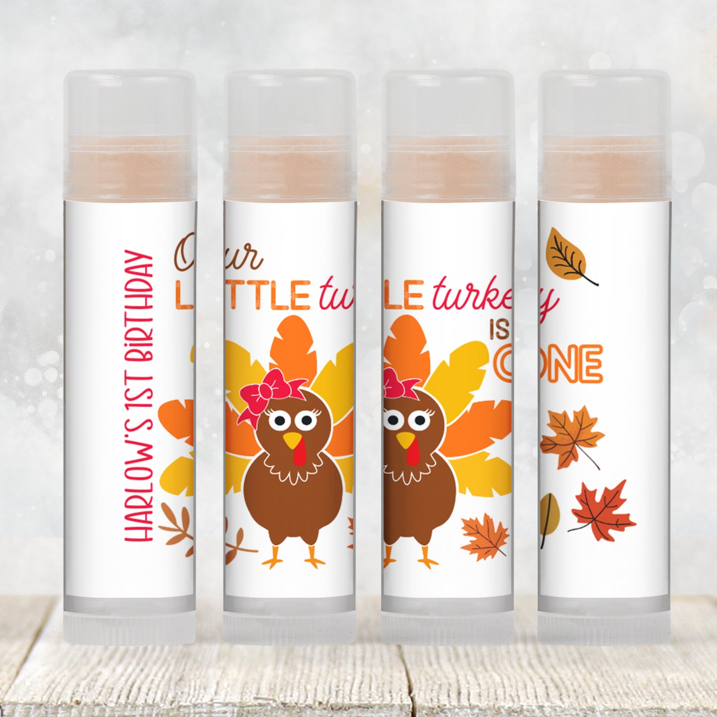 Thanksgiving Birthday Lip Balm Label Template: Our Little Turkey (Digital Download)