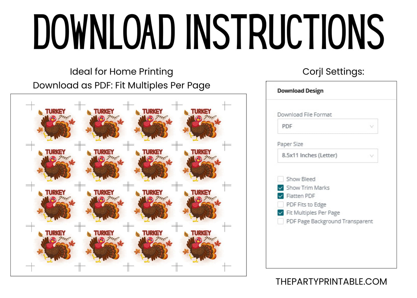 Turkey Squad Friendsgiving Lip Balm Label Template: Fun Party Chapstick Favor (Digital Download)
