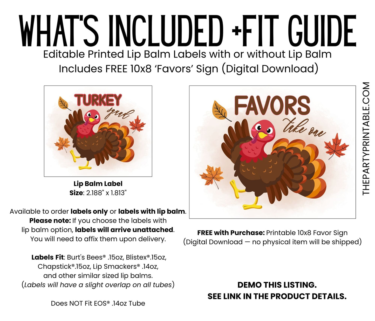 Turkey Squad Friendsgiving Lip Balm Favors: Fun Chapstick Guest Gift for Holiday Parties