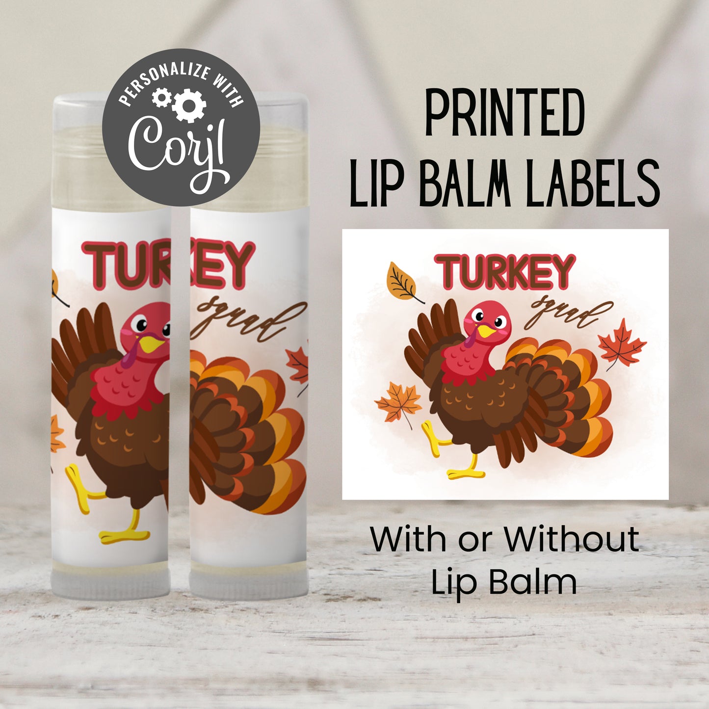 Turkey Squad Friendsgiving Lip Balm Favors: Fun Chapstick Guest Gift for Holiday Parties