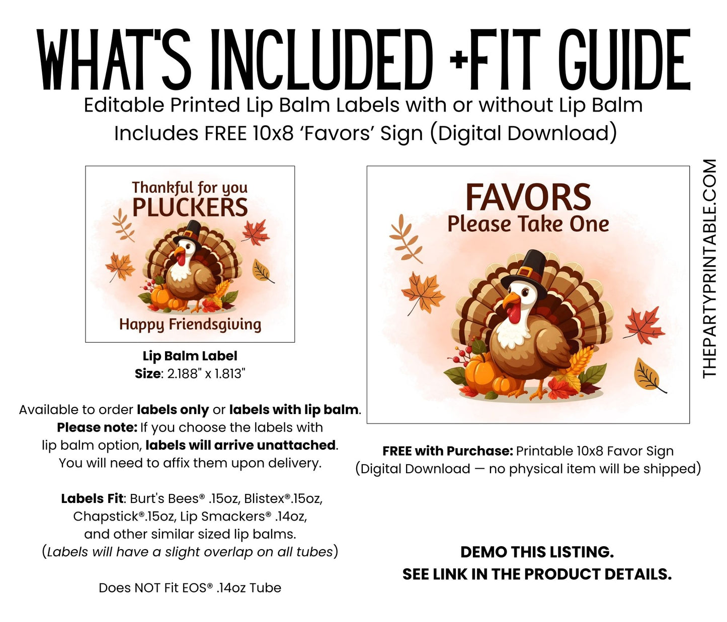 Thankful for You Pluckers Chapstick Favors: Funny Friendsgiving or Thanksgiving Guest Gift