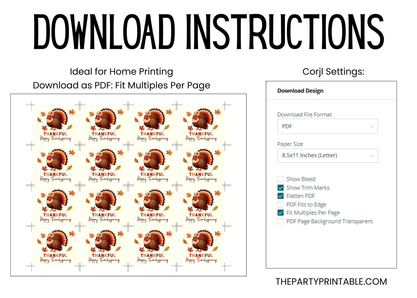 Thankful Happy Thanksgiving Turkey Lip Balm Label Template: Friendsgiving Favor (Digital Download)