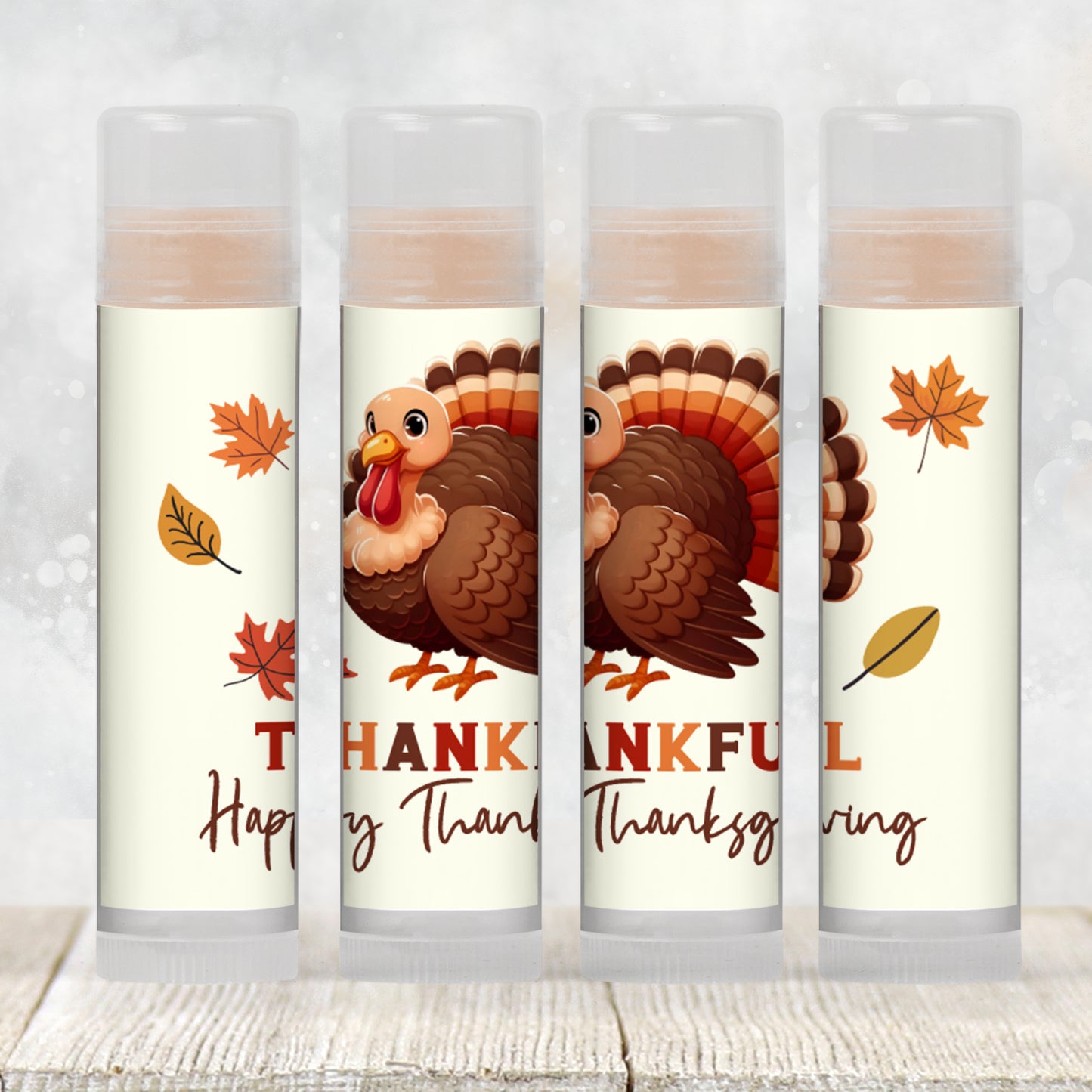Thankful Happy Thanksgiving Turkey Lip Balm Label Template: Friendsgiving Favor (Digital Download)