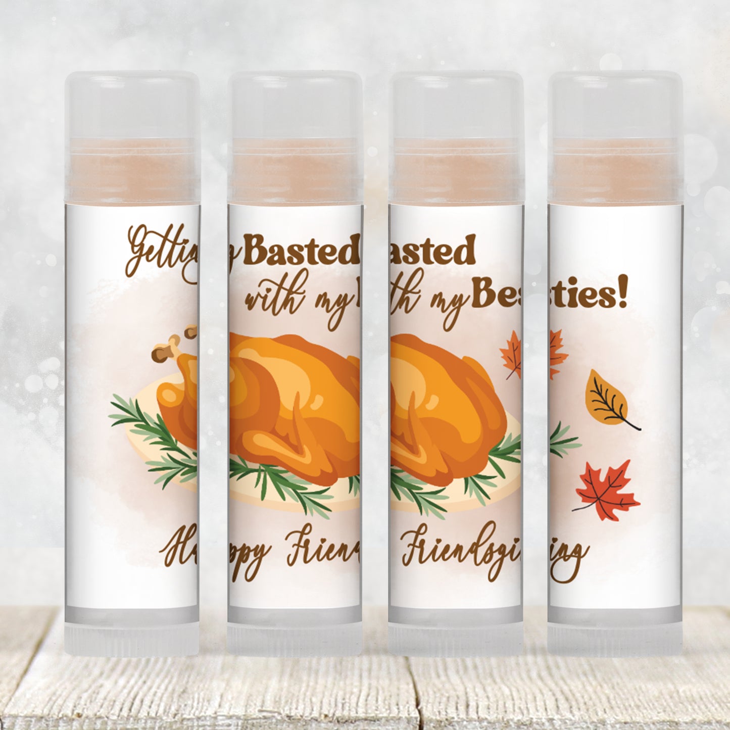 Getting Basted with My Besties Lip Balm Label Template: Friendsgiving or Thanksgiving Favor (Digital Download)