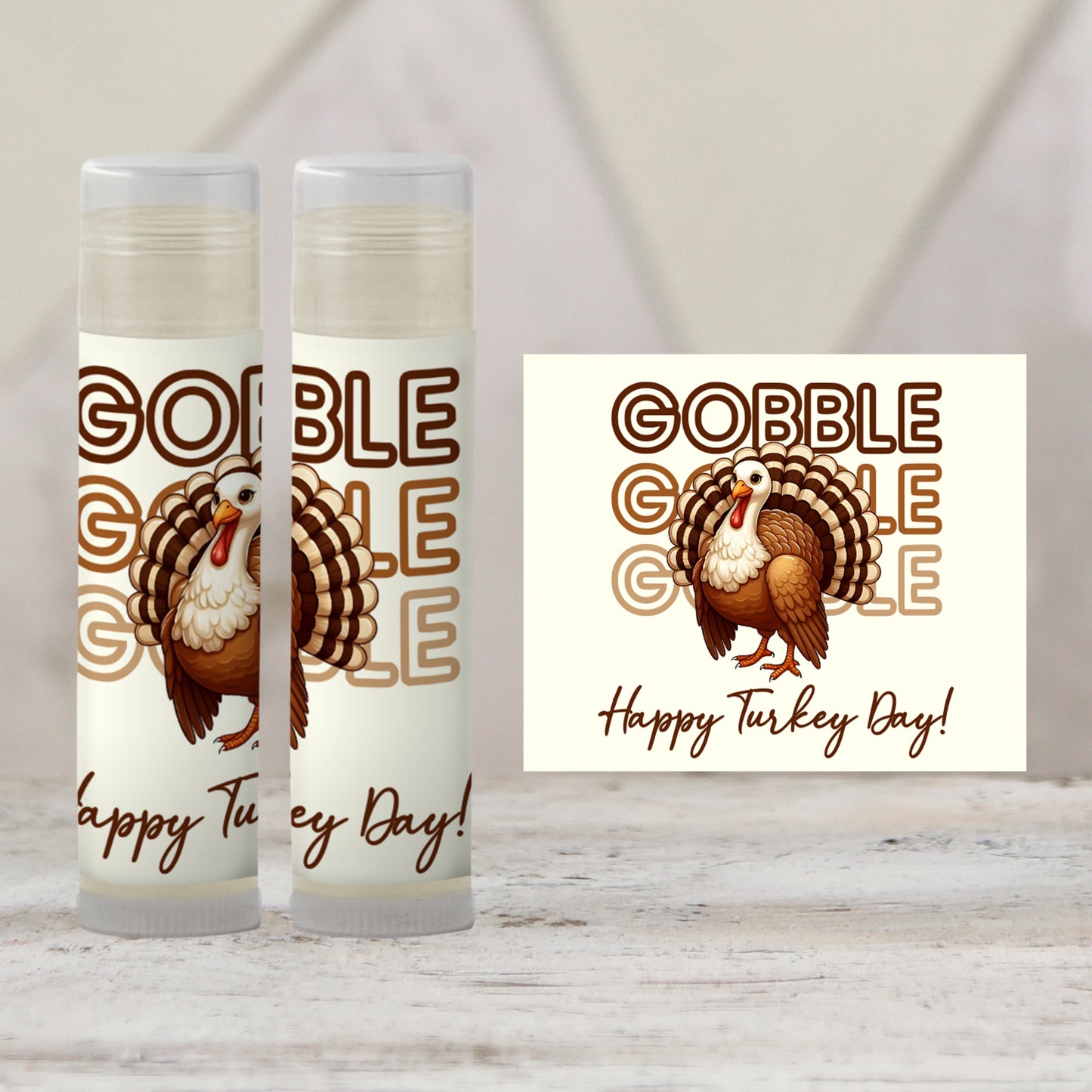 Gobble Gobble Happy Thanksgiving Lip Balm Favors: Turkey Chapstick Guest Gift for Holiday Dinner
