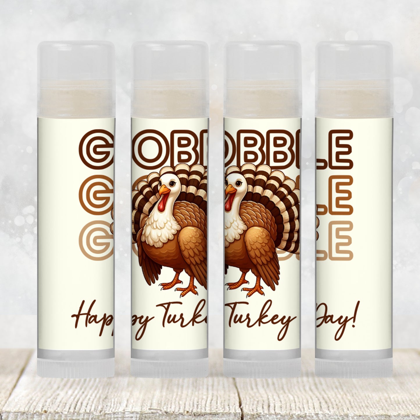 Gobble Gobble Happy Thanksgiving Lip Balm Favors: Turkey Chapstick Guest Gift for Holiday Dinner