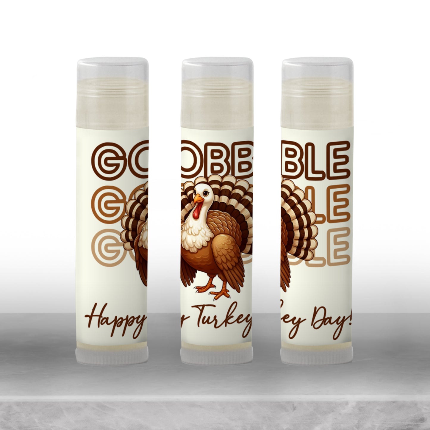 Gobble Gobble Happy Thanksgiving Lip Balm Favors: Turkey Chapstick Guest Gift for Holiday Dinner