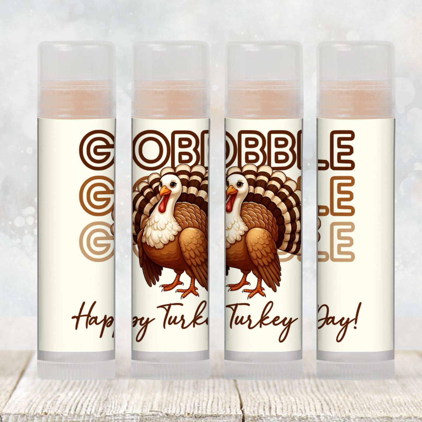 Gobble Gobble Happy Thanksgiving Lip Balm Label Template: Turkey Chapstick Favor (Digital Download)