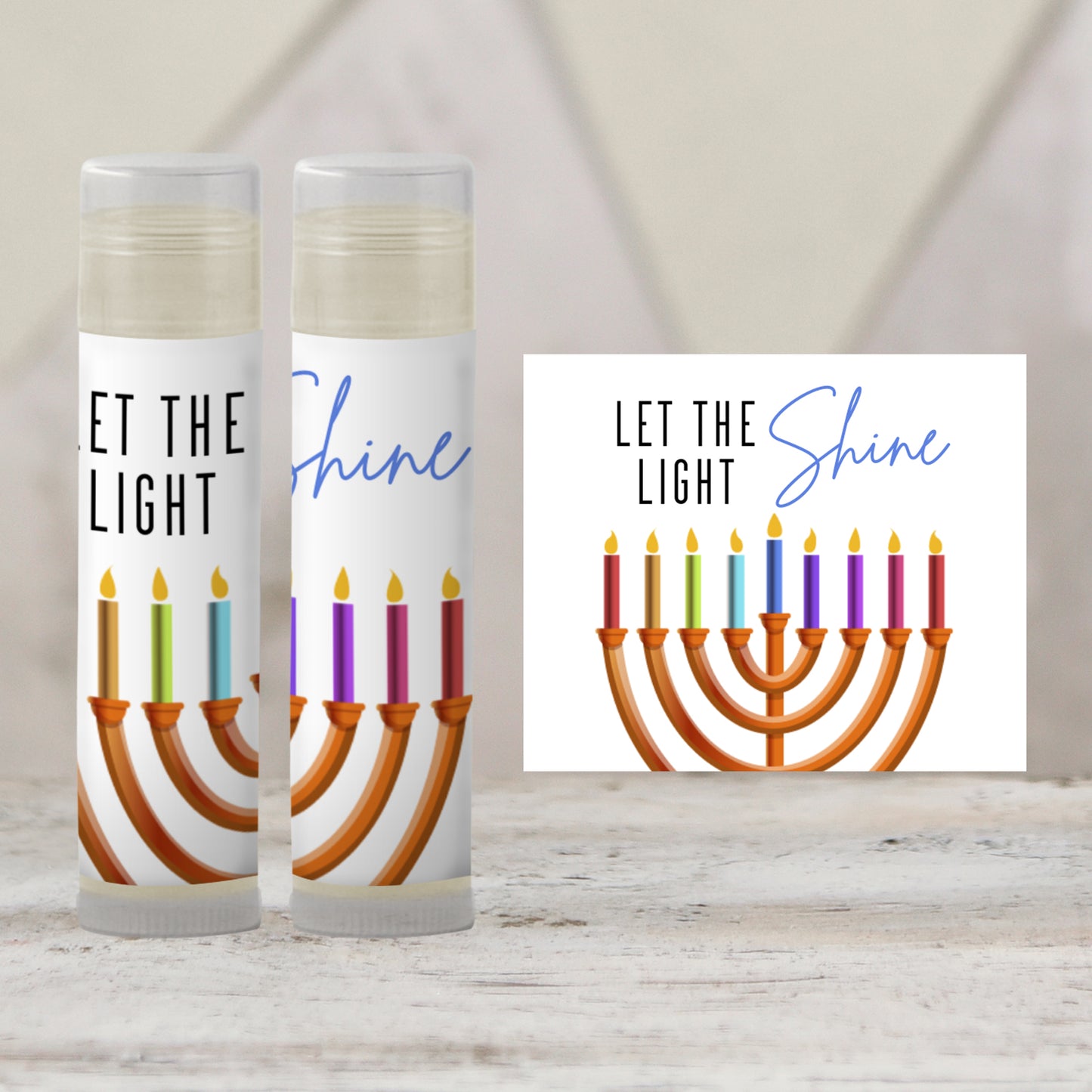 Let the Light Shine Hanukkah Lip Balm Favors: Chanukah Party Guest Gift
