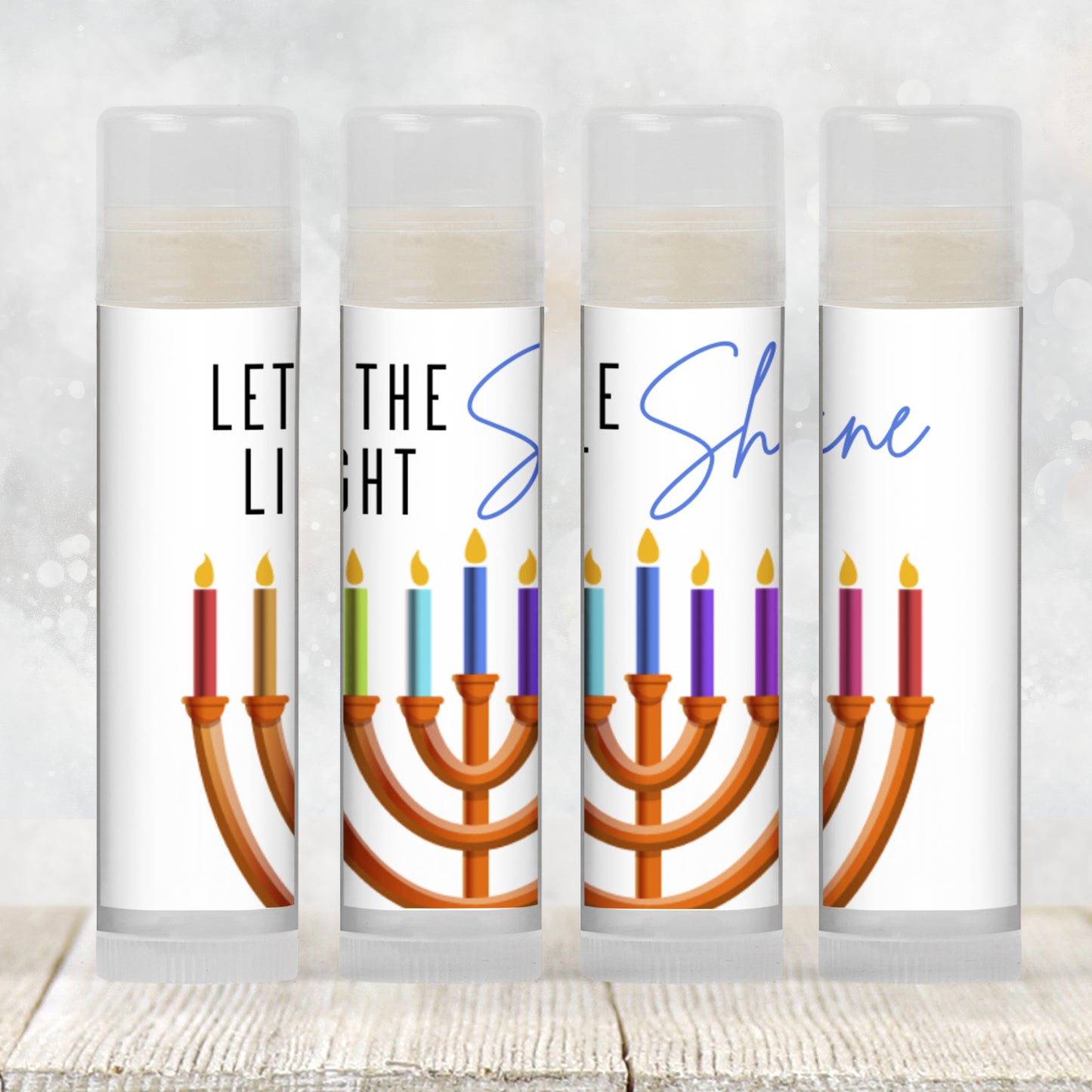 Let the Light Shine Hanukkah Lip Balm Favors: Chanukah Party Guest Gift