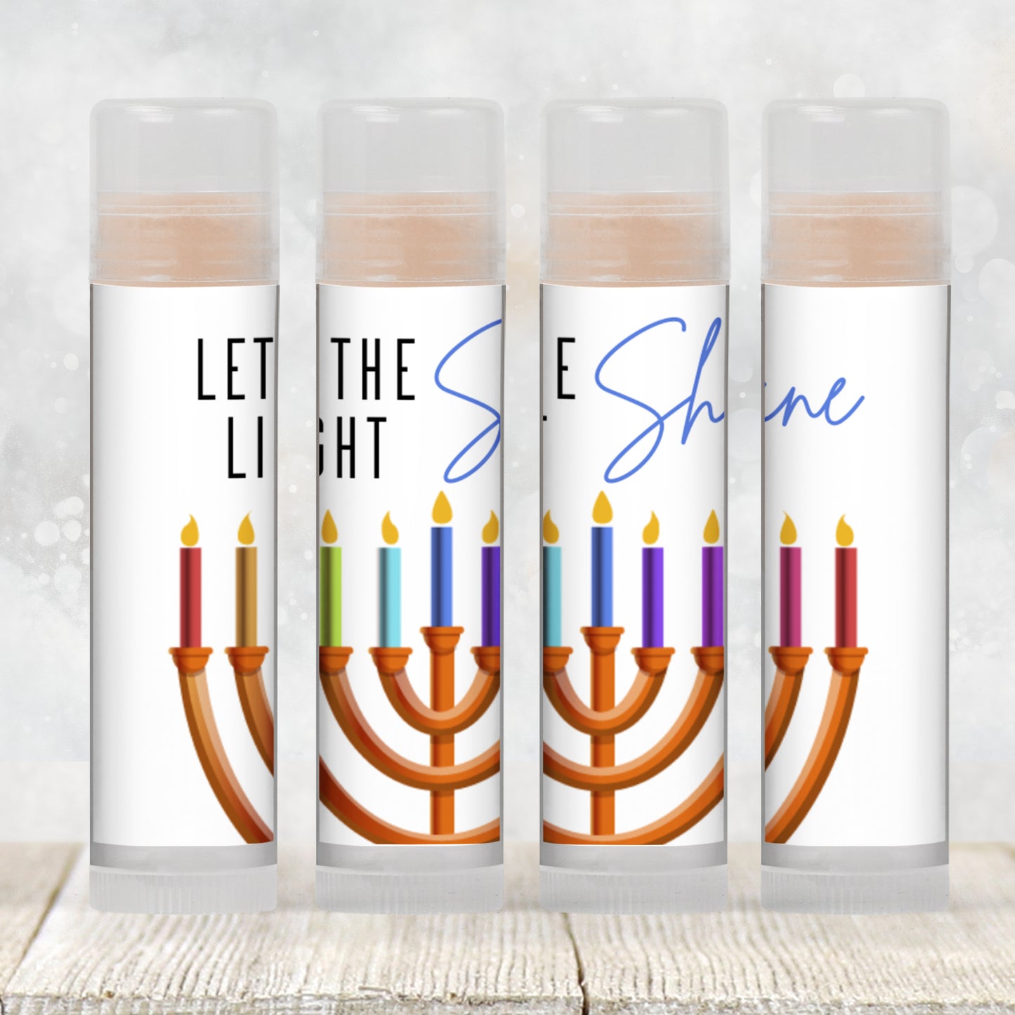 Let the Light Shine Hanukkah Lip Balm Label Template: Chanukah Party Favor (Digital Download)