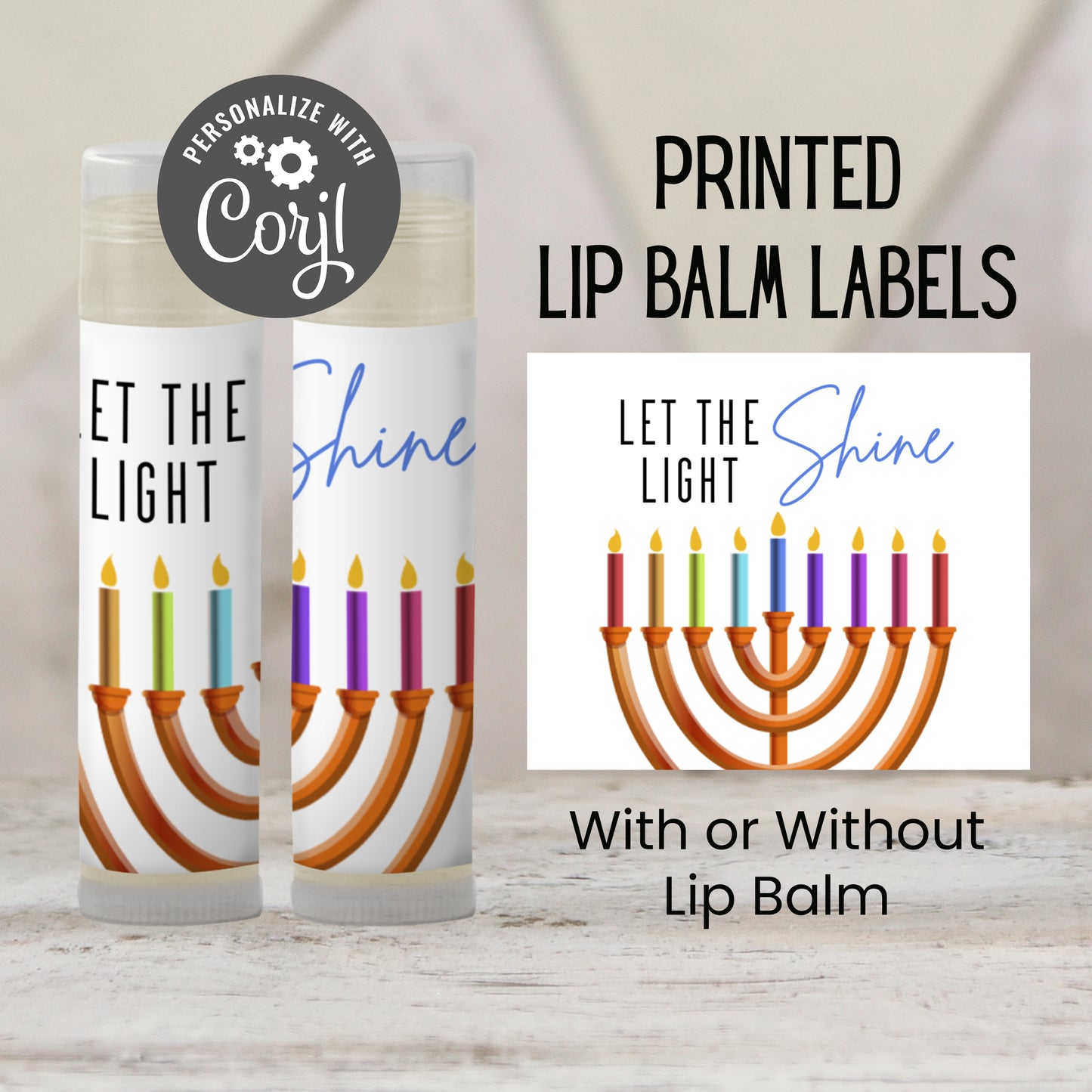 Let the Light Shine Hanukkah Lip Balm Favors: Chanukah Party Guest Gift