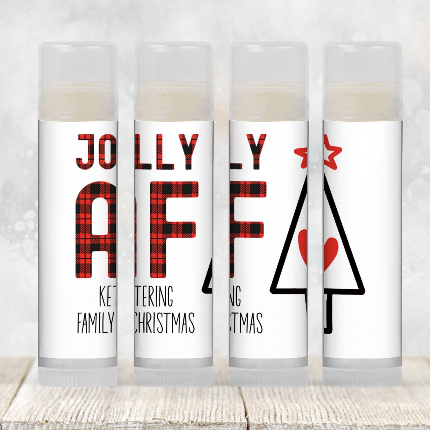 Jolly AF Christmas Party Favors Lip Balm: Buffalo Plaid Holiday Guest Gift