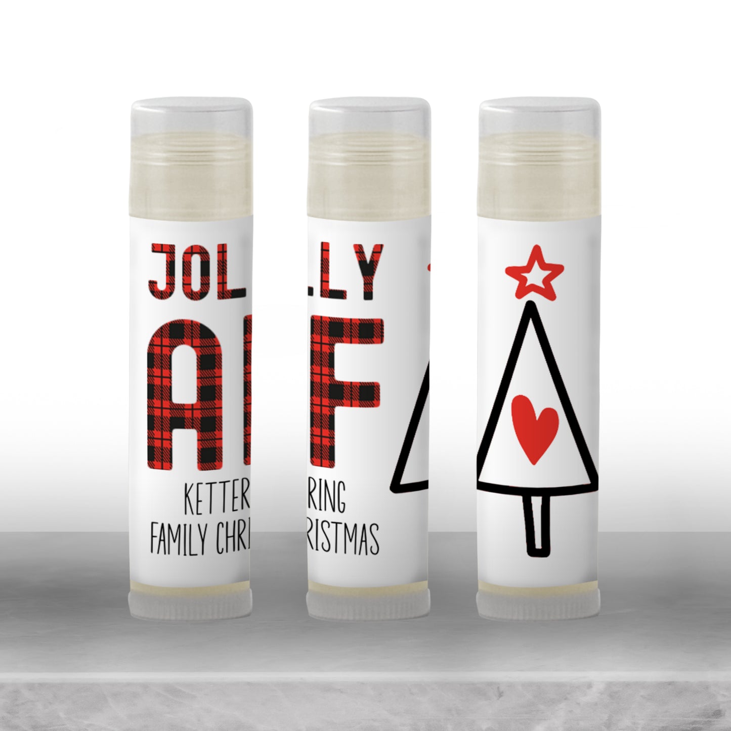 Jolly AF Christmas Party Favors Lip Balm: Buffalo Plaid Holiday Guest Gift