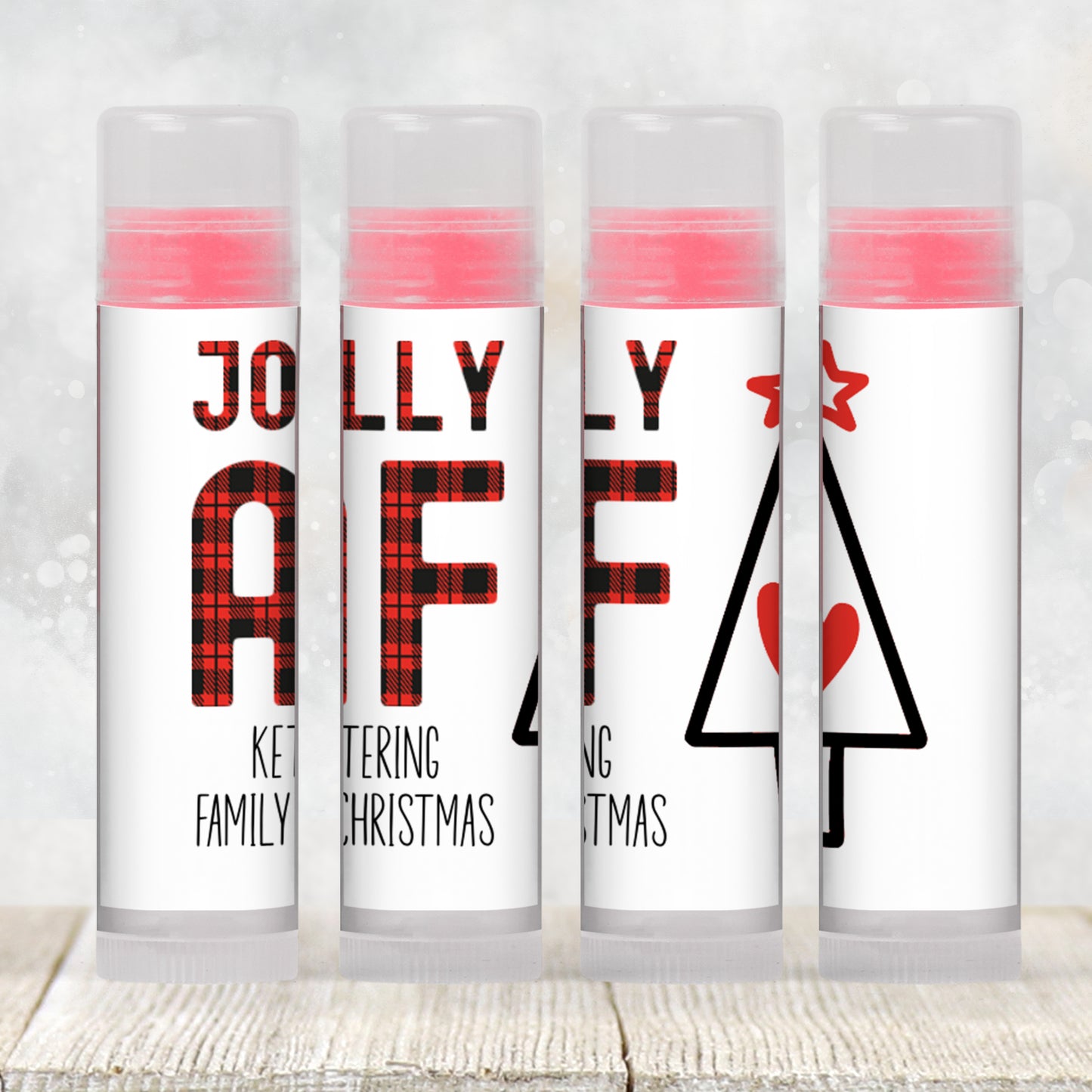 Jolly AF Christmas Party Favors Lip Balm Label Template: Buffalo Plaid Holiday (Digital Download)