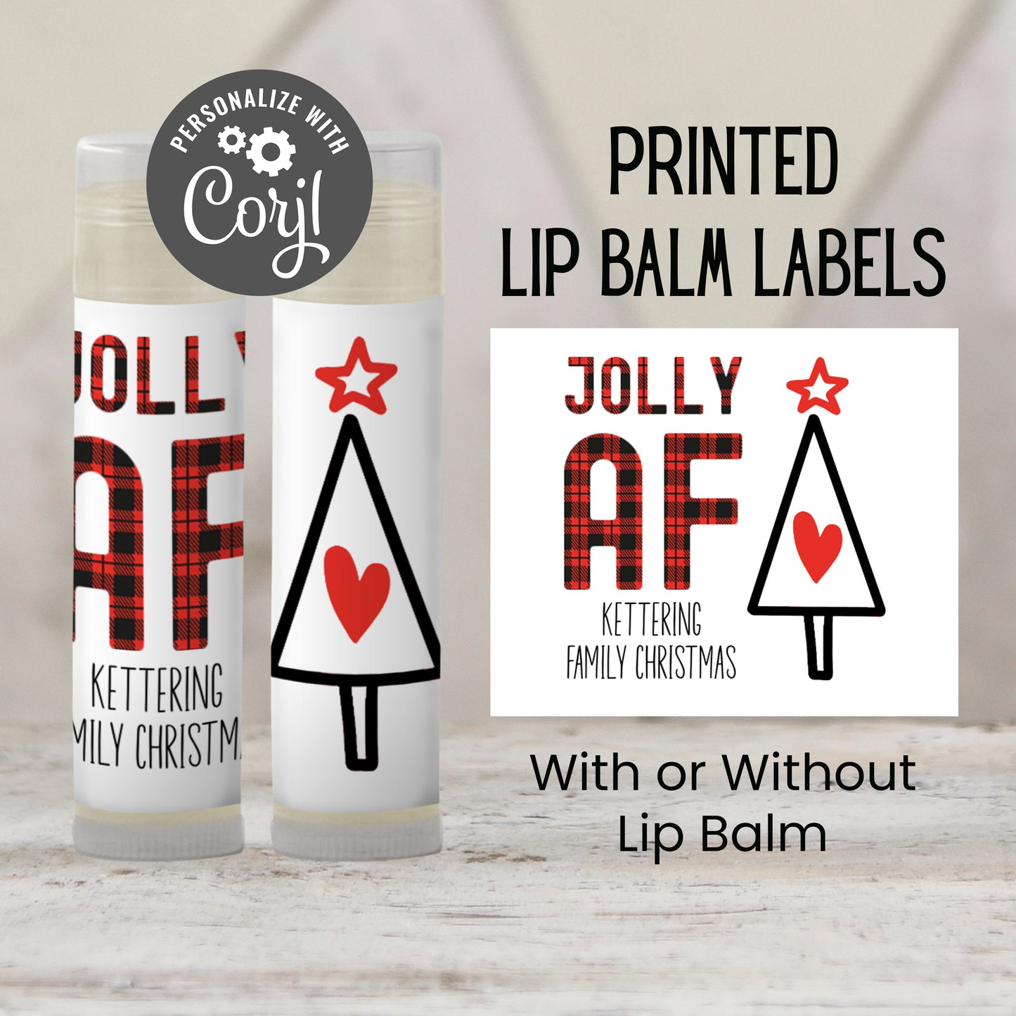 Jolly AF Christmas Party Favors Lip Balm: Buffalo Plaid Holiday Guest Gift