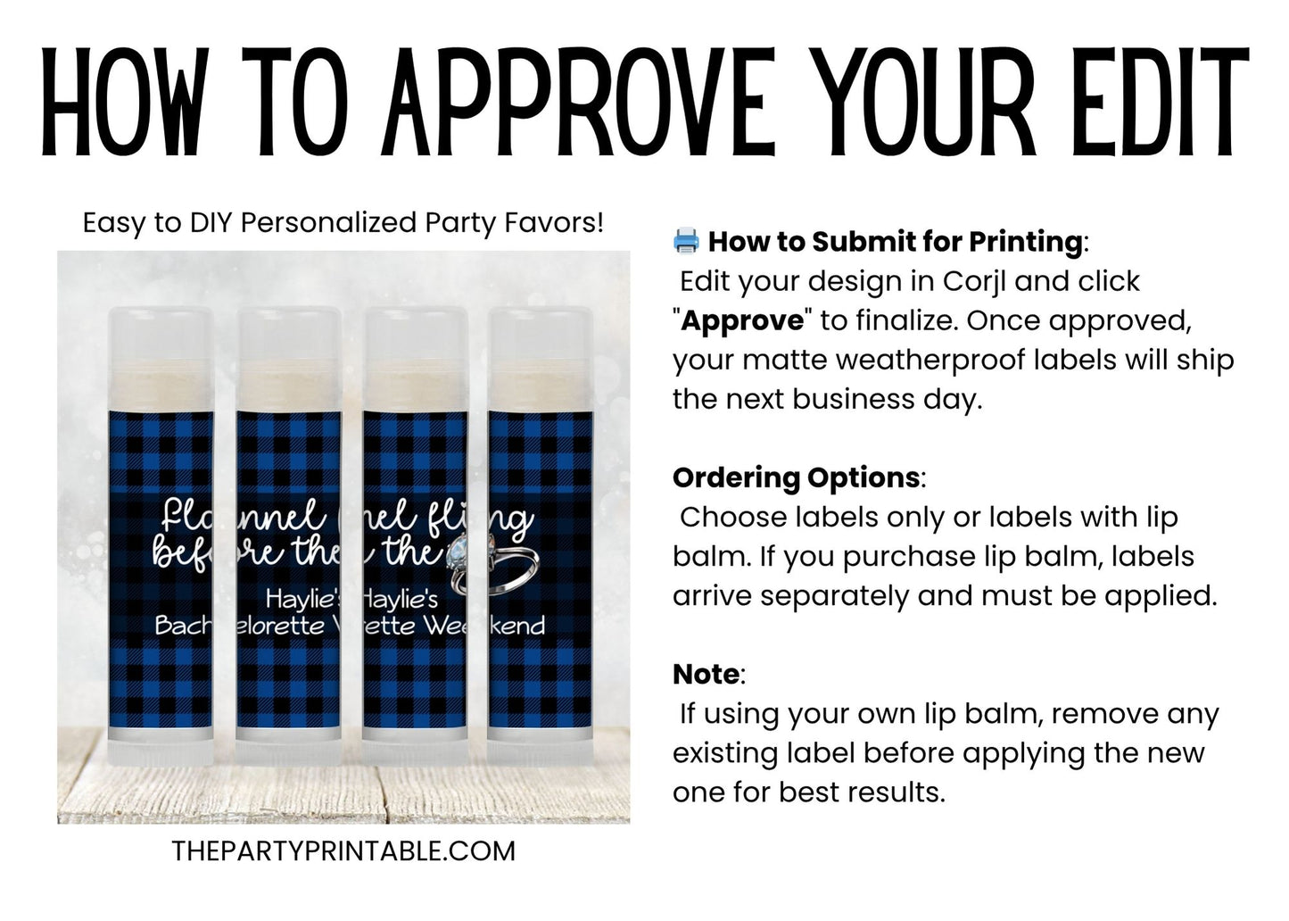 Flannel Fling Before the Ring PRINTED Lip Balm Labels | Rustic Bachelorette Favor | Blue and Black Plaid | Fall Cabin Chapstick 4111