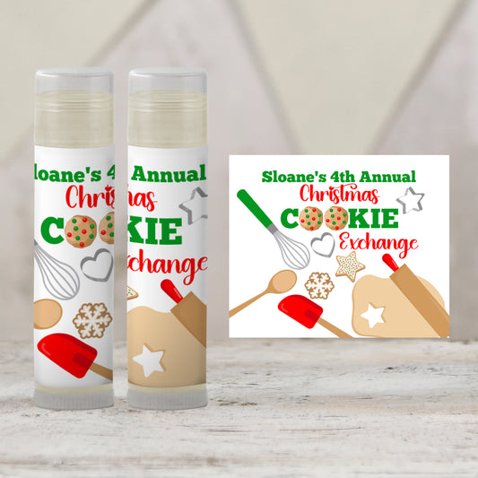 Christmas Cookie Exchange Lip Balm Favors: Holiday Baking Party Guest Gift