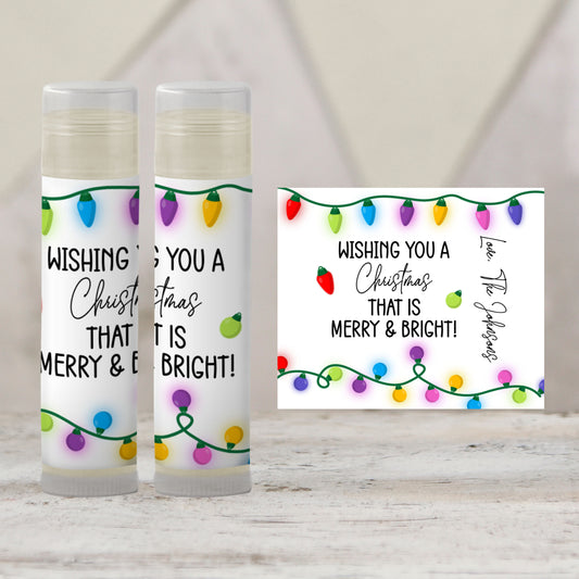 Merry and Bright Chapstick Favors: Christmas Lights, Holiday Party Gift